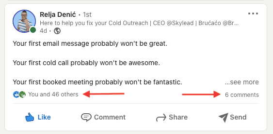LinkedIn post engagement