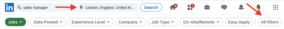 Set up a job alert filtering options