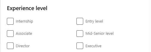 Job search - Experience level