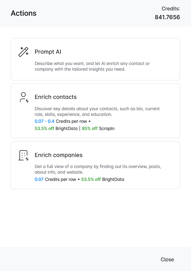 AI data enrichment pop-up in Skylead