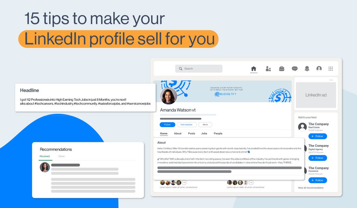 Cover image of 15 Tips to make your LinkedIn profile sell for you - LinkedIn tips and tricks