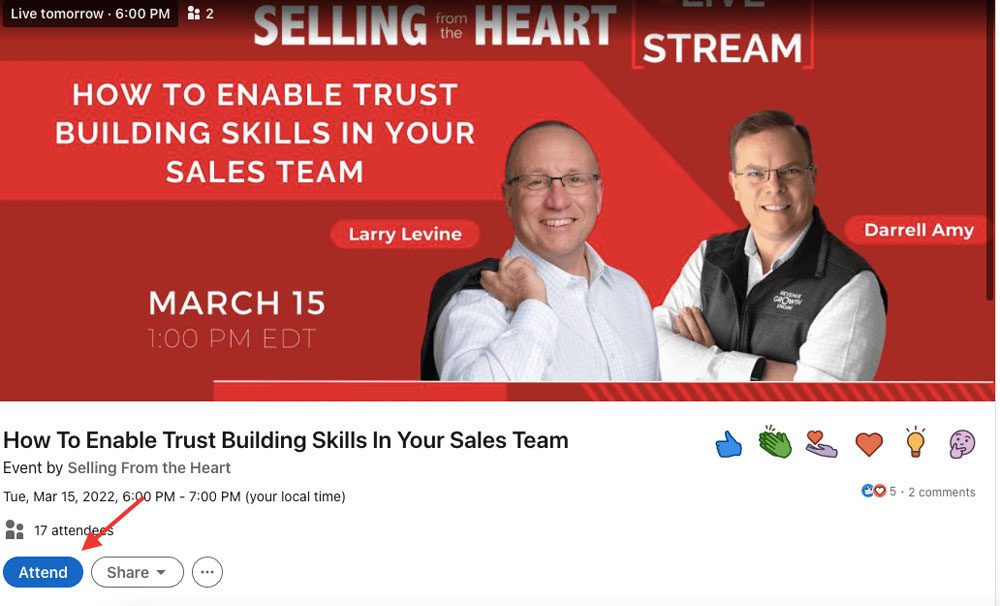 How to use LinkedIn events for lead generation - step 1 attend event