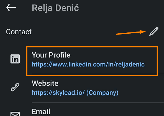How to find and change your LinkedIn url in mobile app, step 3