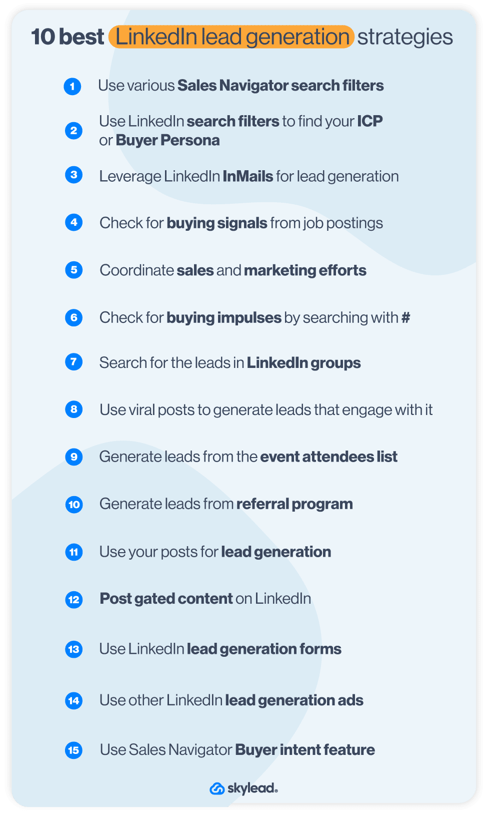 Image of list of 10 best LinkedIn lead generation strategies