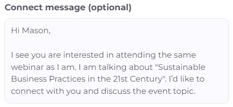 Cold LinkedIn connection message that refers mutual event