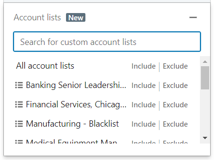 Account lists filter, LinkedIn sales navigator filter