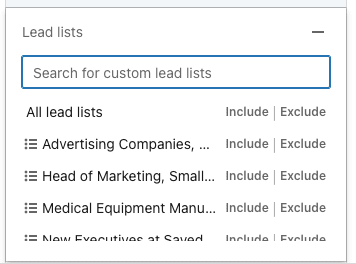 Lead lists filter
