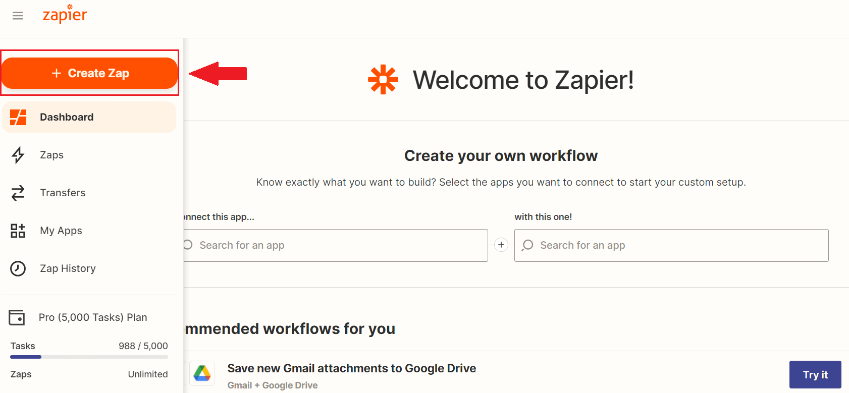 Image of how to create a Webhook in Zapier