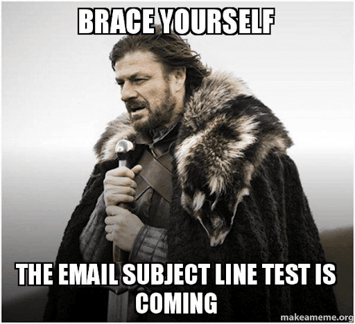 Meme of email subject lines A/B testing