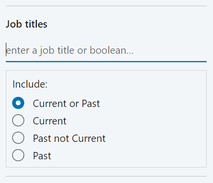Image of Job Titles filter in LinkedIn Recruiter Lite
