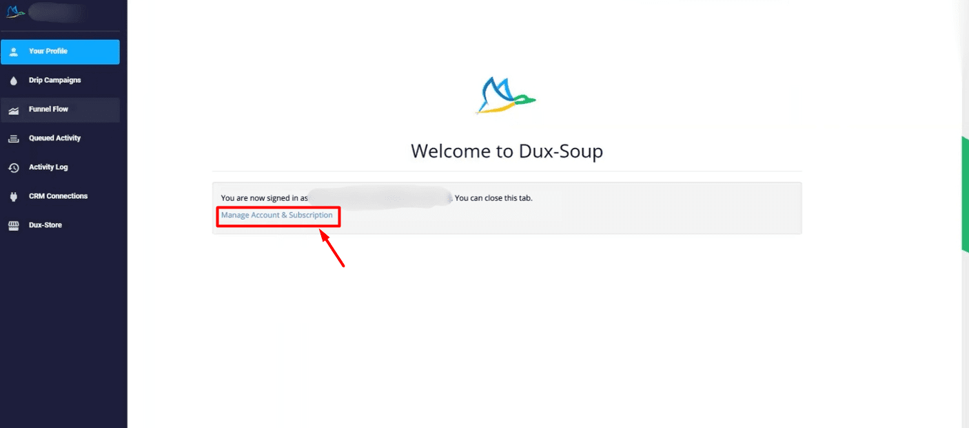 Image of how to cancel Dux-Soup step 2