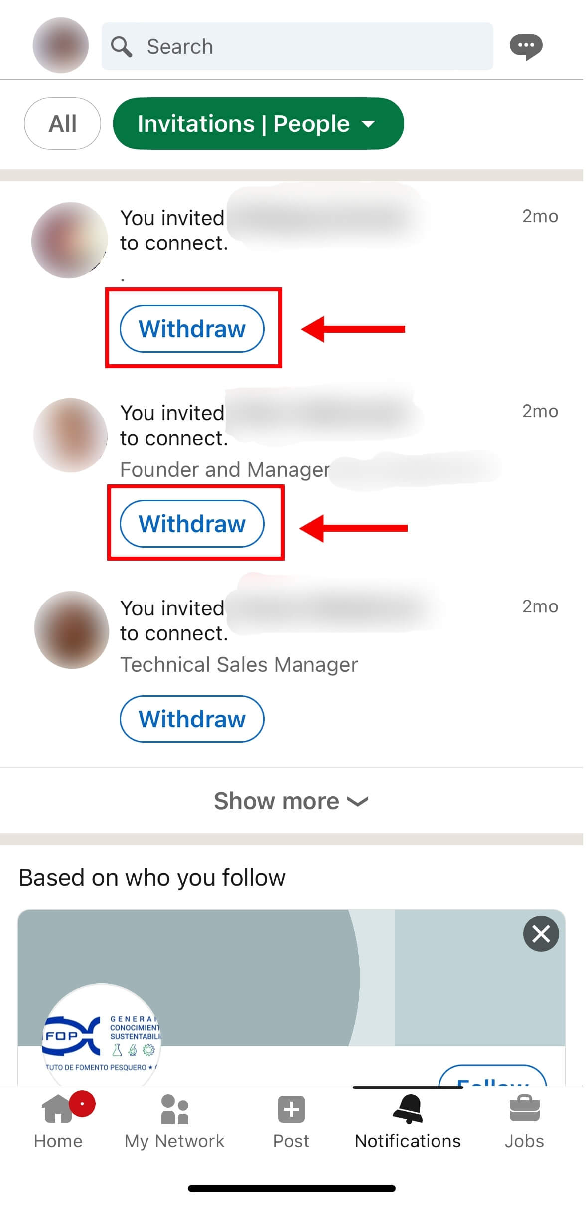 Image of how to cancel LinkedIn invite step 5