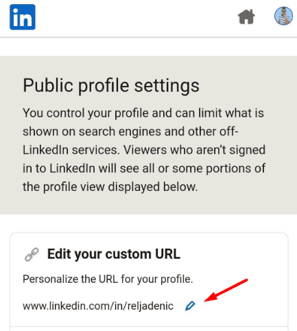 How to change your LinkedIn URL on the app, edit URL page