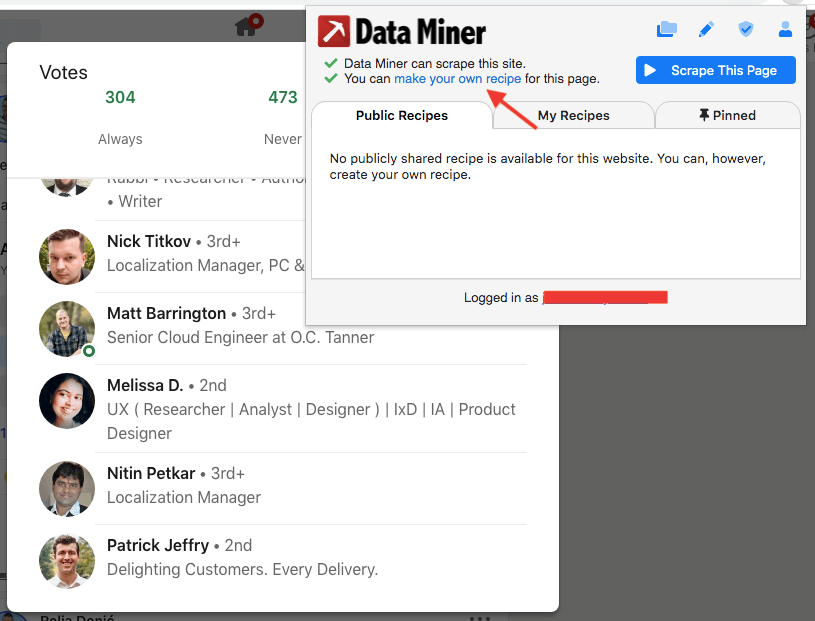 Image explaining how to create URL in Data Miner