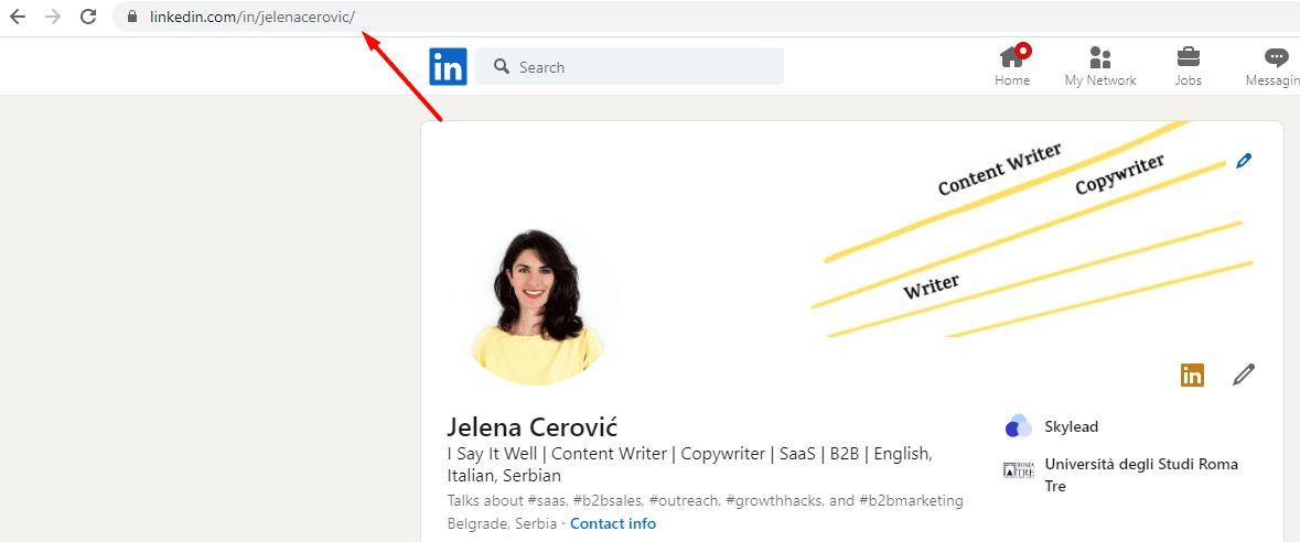 How to find LinkedIn URL option 1 