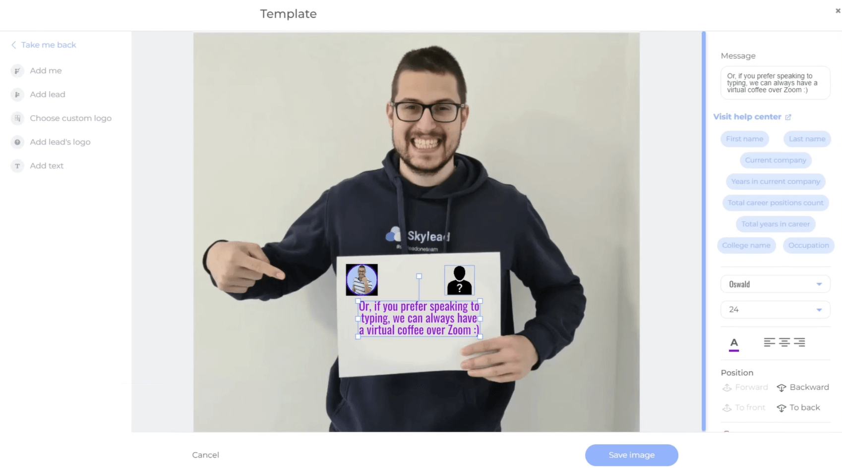 Image of Image & GIF hyper-personalization feature in LinkedIn automation tool Skylead