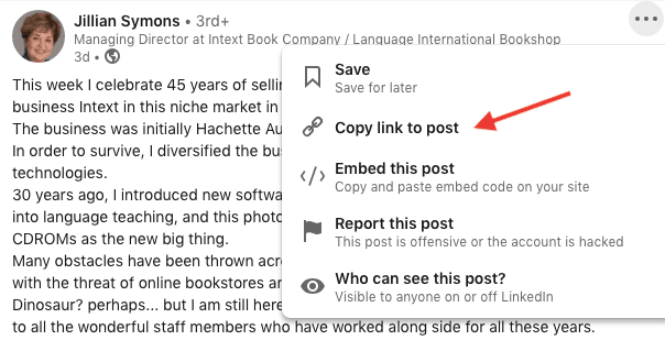 LinkedIn Post How To Copy Link To Post