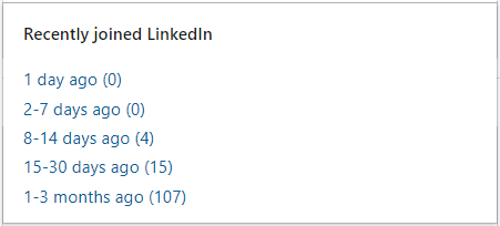 Image of Recently Joined LinkedIn filter in LinkedIn Recruiter search filters to find employees