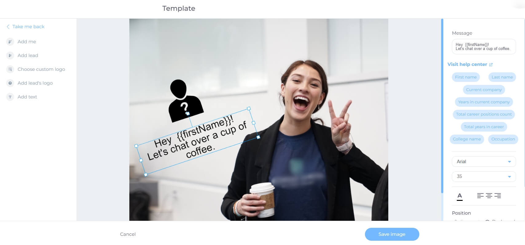 Screenshot of Image and GIF hyper-personalization in Skylead, Expandi's alternative