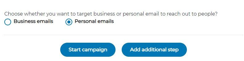 Business or personal email option