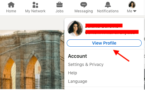 View profile option on LinkedIn