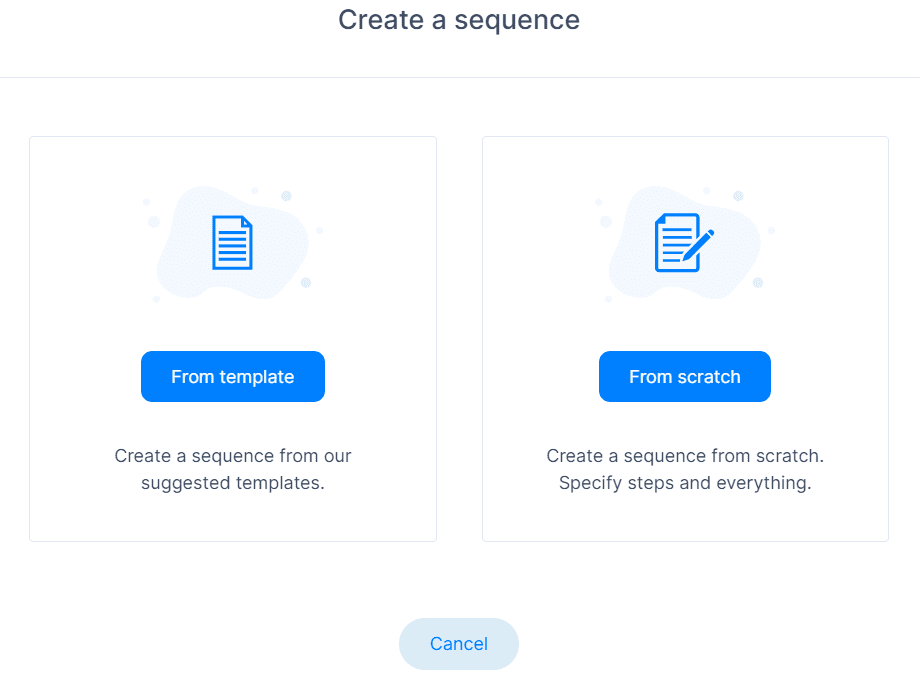 Create sequence, from scratch or from template buttons, pop up