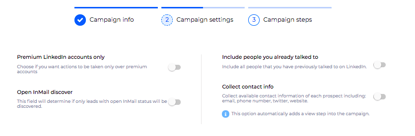 Skylead Campaign Settings Page