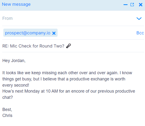 Reminder email after no response, second follow-up