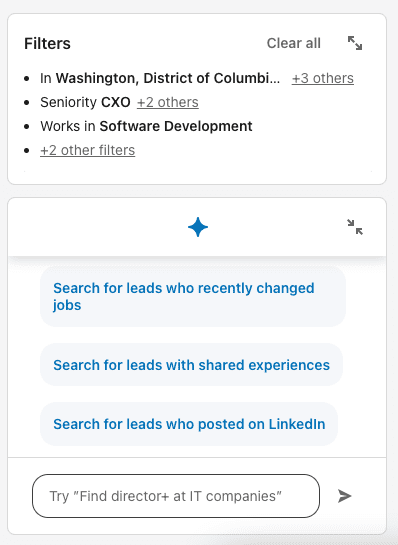 Sales Navigator AI-assisted search, suggested filters