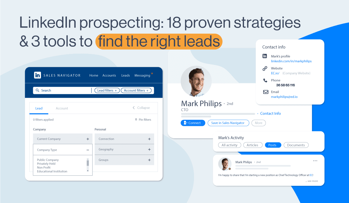 LinkedIn Prospecting: 18 strategies and 3 tools to find the right leads