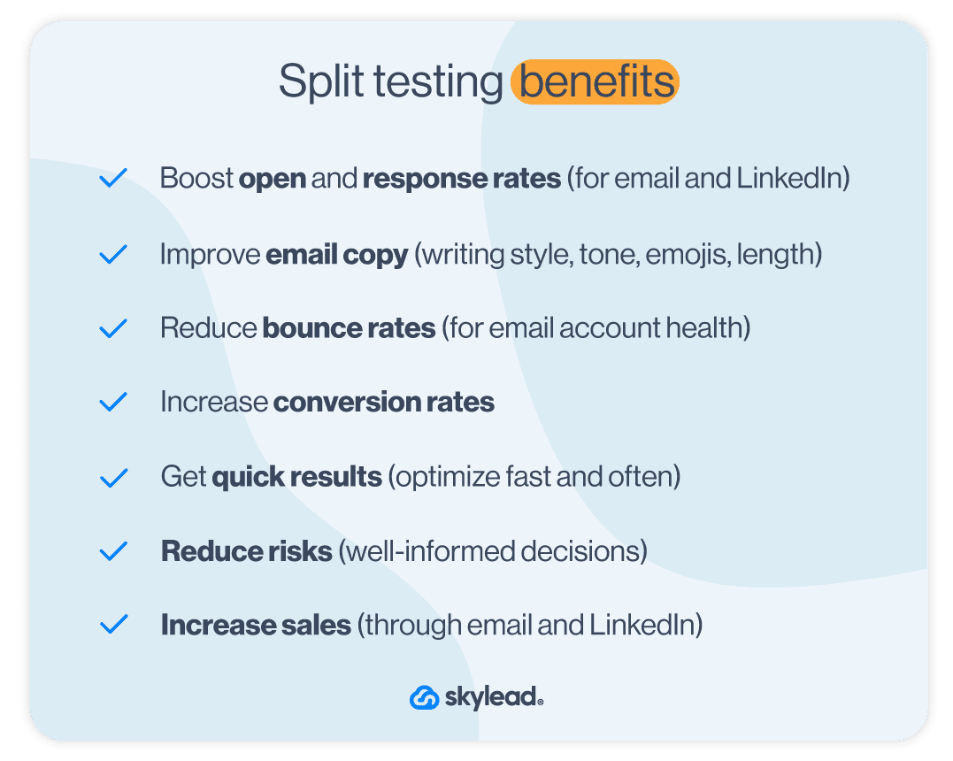 Split testing in Skylead benefits image