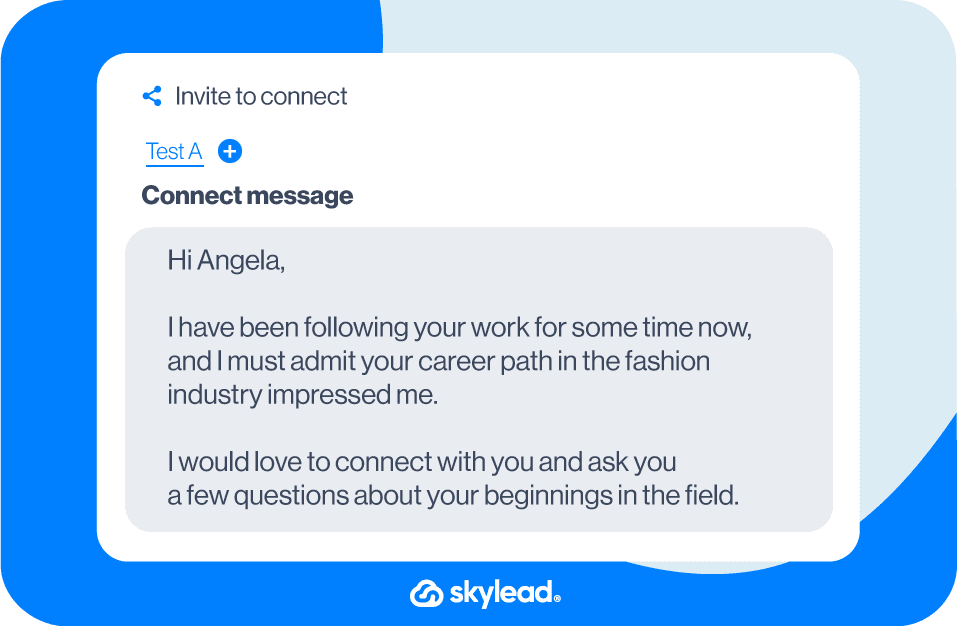 LinkedIn connection message example, Include a genuine compliment