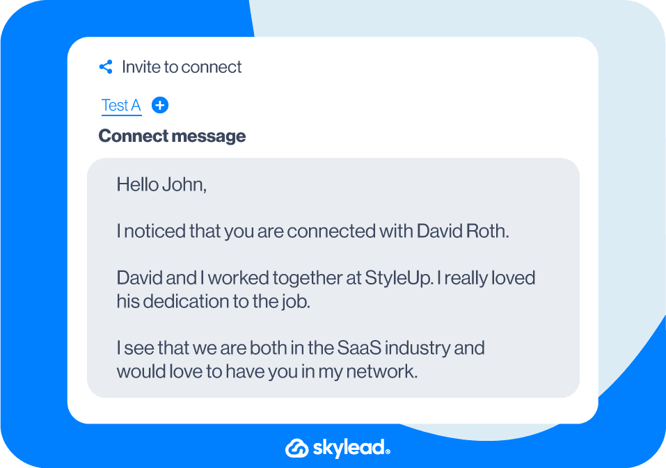 LinkedIn connection message example, Mutual connection