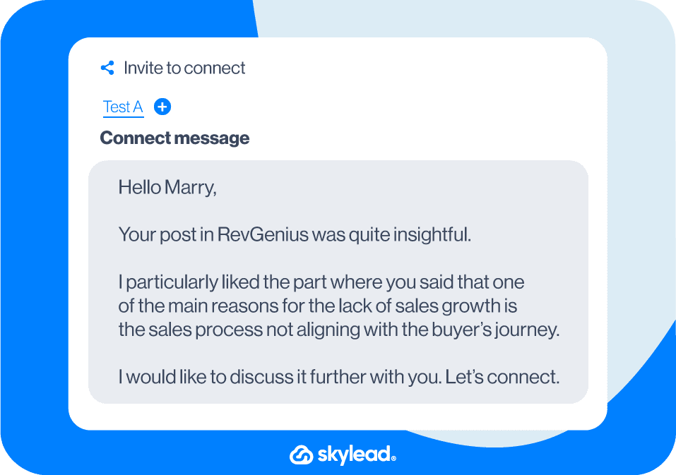 LinkedIn connection message example, Shared community