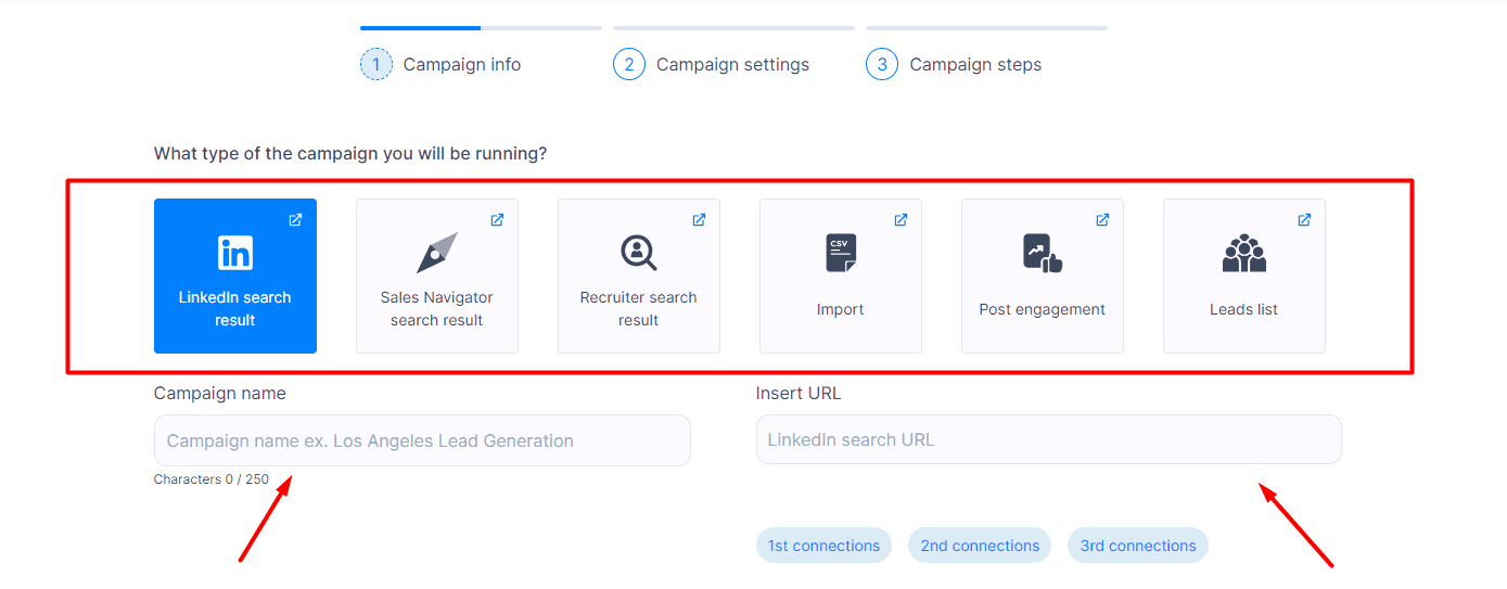 Lead source and campaign name step screenshot