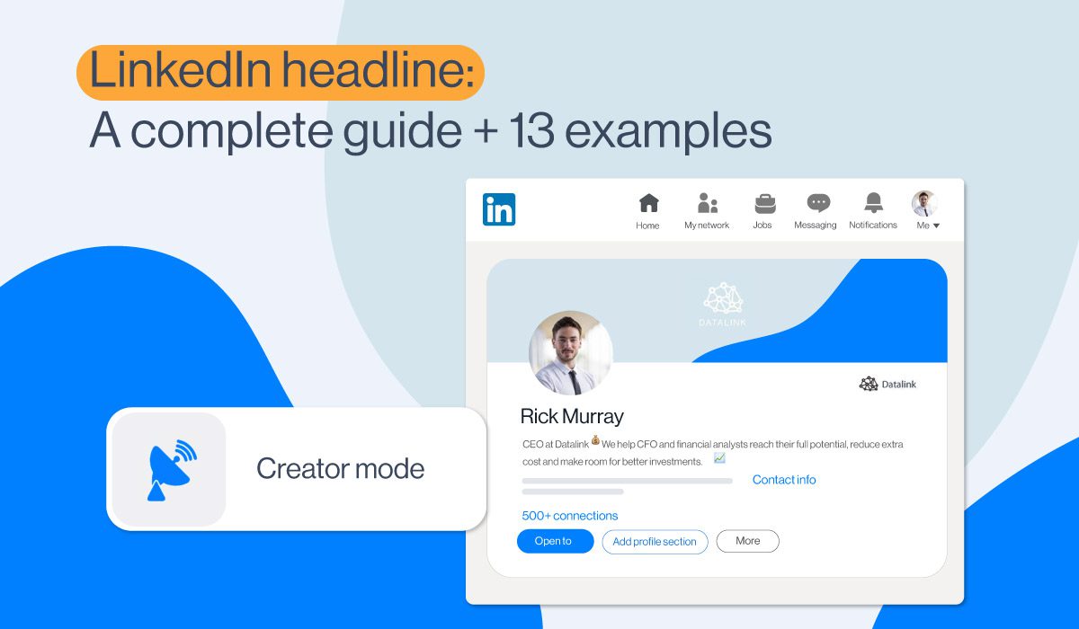 LinkedIn Headline examples, cover visual