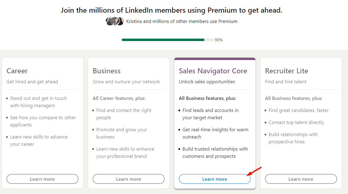 How to try LinkedIn Sales Navigator free for 1 month, step 1