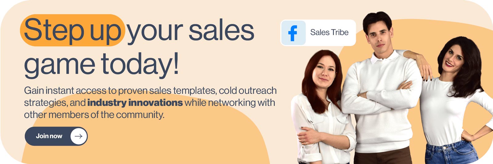 Join Sales Tribe community banner with text: Set up your sales game today