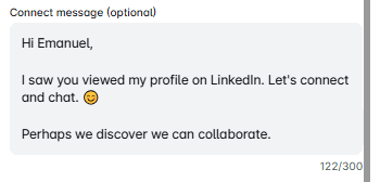 LinkedIn connection message example sent to someone who viewed your profile