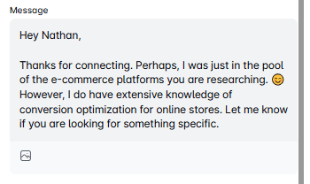 LinkedIn cold message example sent to someone who viewed your profile