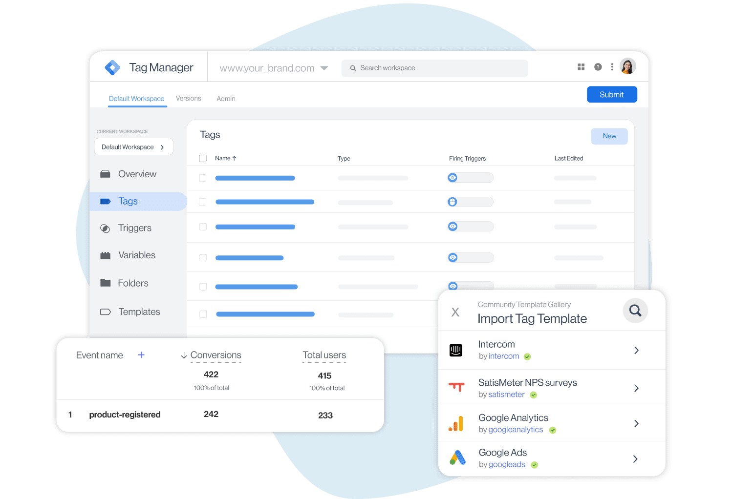 Skylead, image of white label feature to integrate with Google Tag Manager