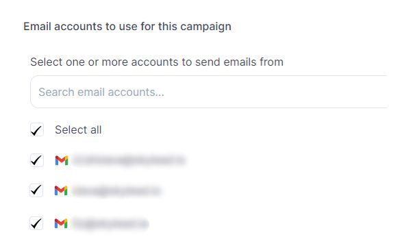 Selecting emails for a campaign