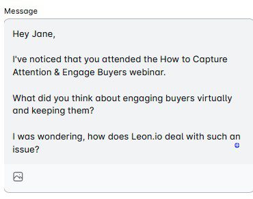 LinkedIn message template for personalized outreach using content leads engaged with
