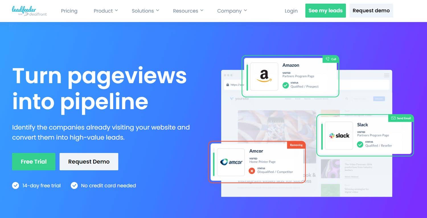 Leadfeeder landing page