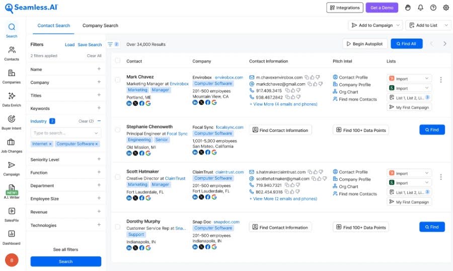 Seamless AI dashboard