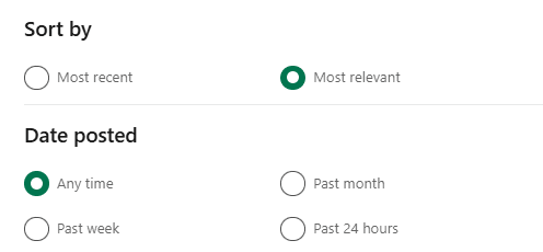 Job search - Sort by & Date posted