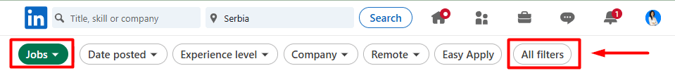 Job search - All filters