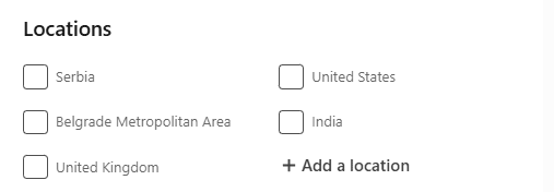 People search - Locations filter