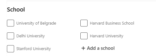 People search - School filter