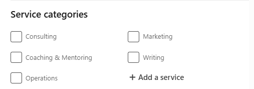 People search - Service categories